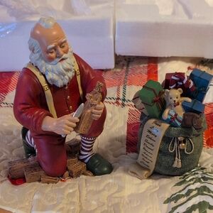 The Bradford Exchange Santa with Gift Bag Figurine - Red and Green